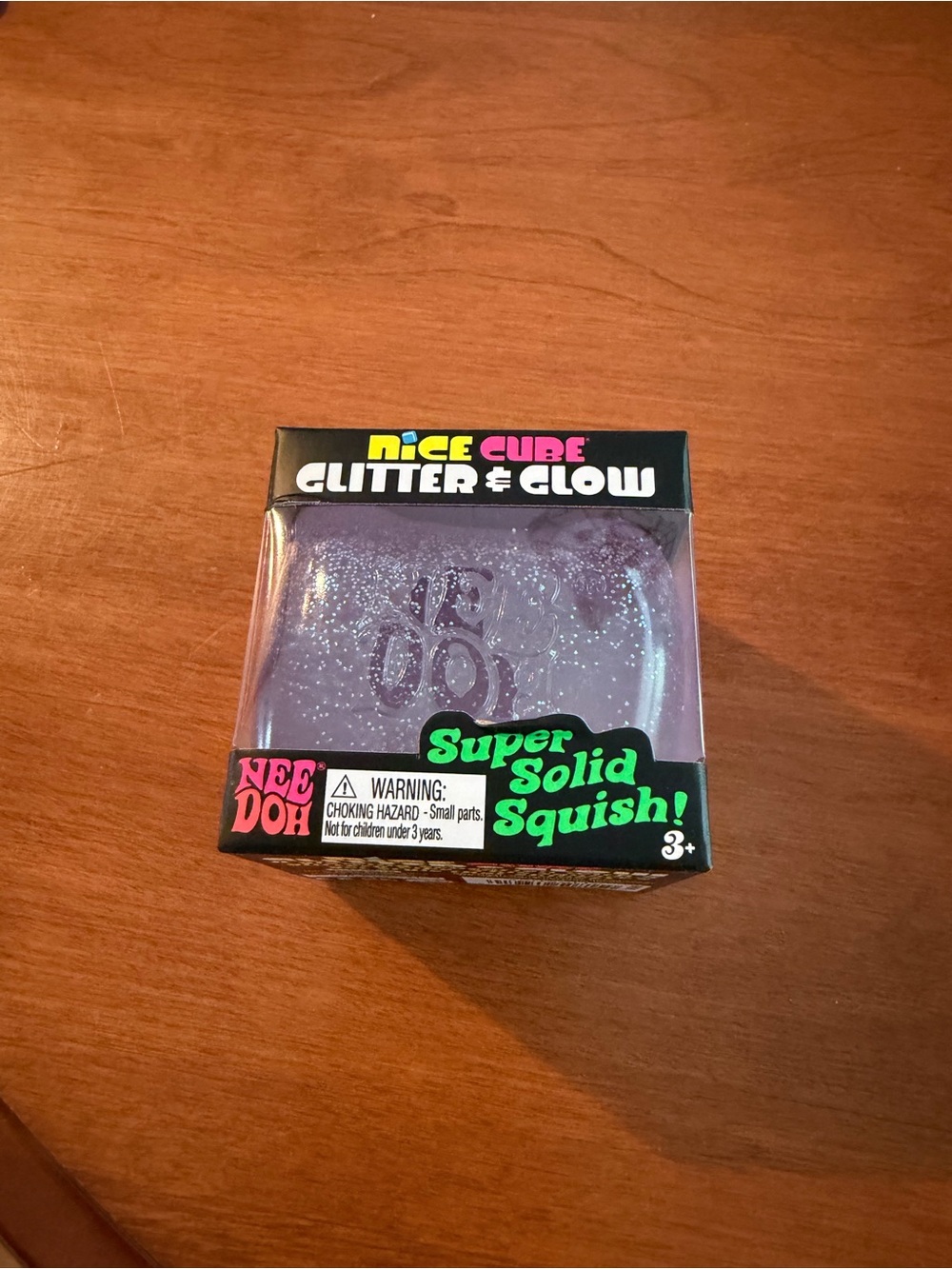 NeeDoh N.I.C.E. Cube Glitter & Glow Super Solid Squish! - Purple